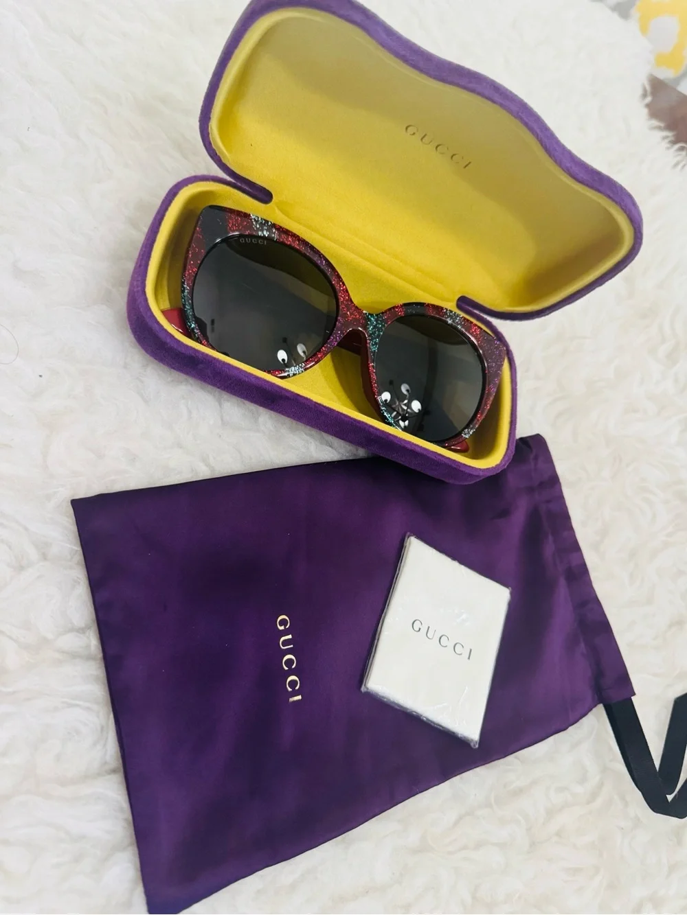 Gucci Multicolor Glitter Cat-Eye Sunglasses with Black Lenses